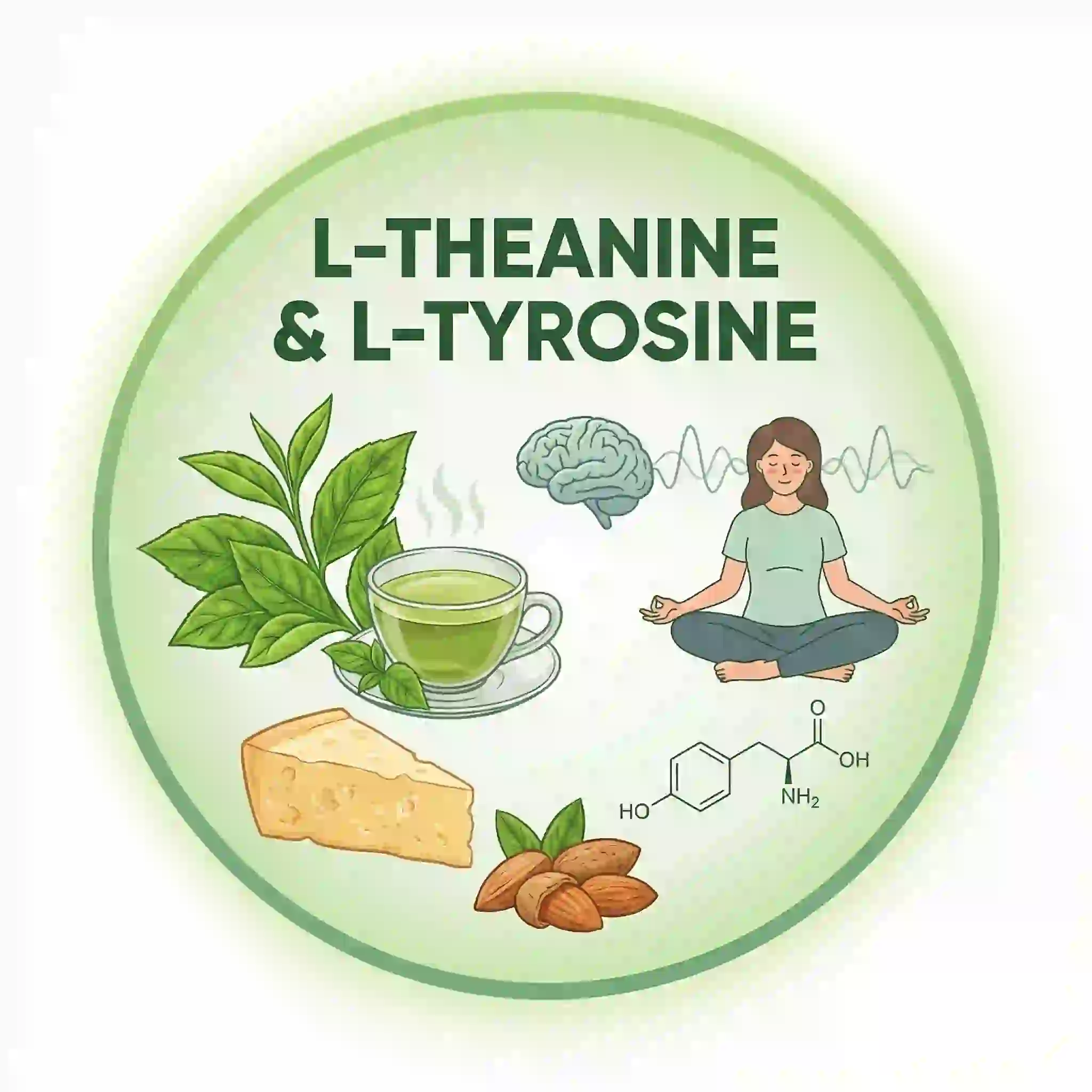 L-Theanine and L-Tyrosine in Brain Savior for calm focus